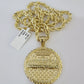Real 10k Gold Rope Chain Last Supper Nugget Pendant Set 4mm 18"-28"