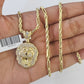 Real 10k Milano Rope Chain Roaring Lion Charm Necklace SET 3mm 18" 20" 22" 24"