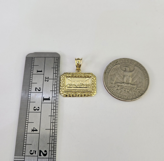 10k 2.5mm Rope Chain Last Supper Pendant Nugget 18"28" Gold Set Charm Necklace