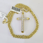 10k Solid Rope Chain 3mm Jesus Cross Pendant Charm Necklace SET 18-26 in