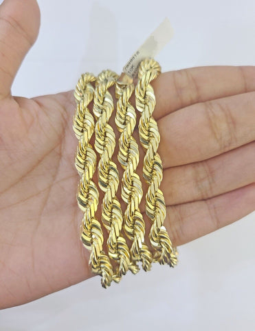 10k Real Solid Rope Chain Yellow Gold Women Men Diamond Cut 4mm 20 Inches