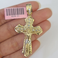 14k Jesus Christ CZ Cross Charm Pendant Yellow Gold REAL Genuine