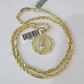 10k Milano Rope Chain Jesus Head Charm Necklace SET 3mm 18"-26" Pendant