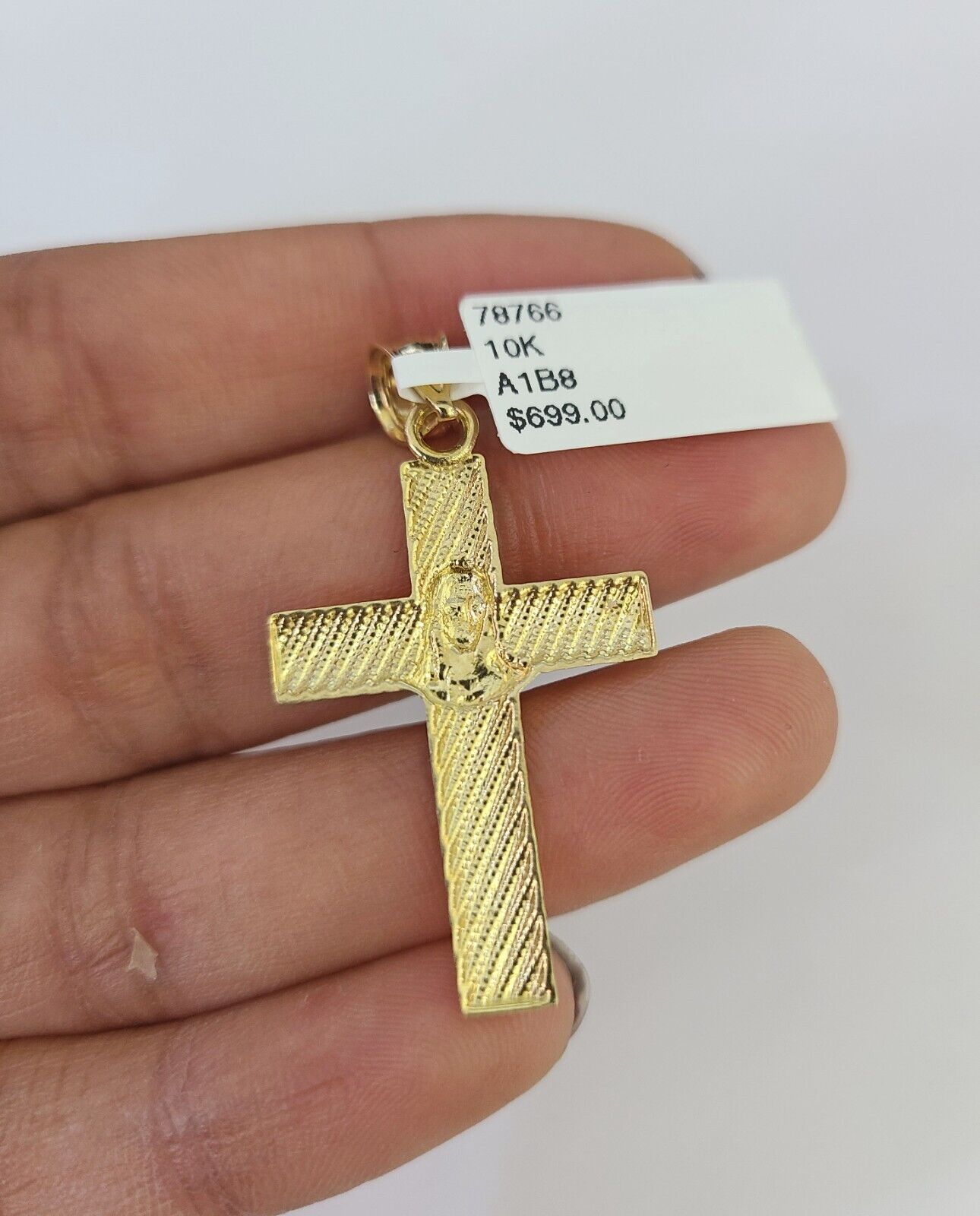 10K Franco Chain Jesus Cross Pendant Charm Necklace 16"-24" 2mm Gold SET Yellow