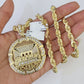 Real 10k Solid Rope Chain Last Supper Charm Set 6mm 20"-30" Inch Necklace Gold