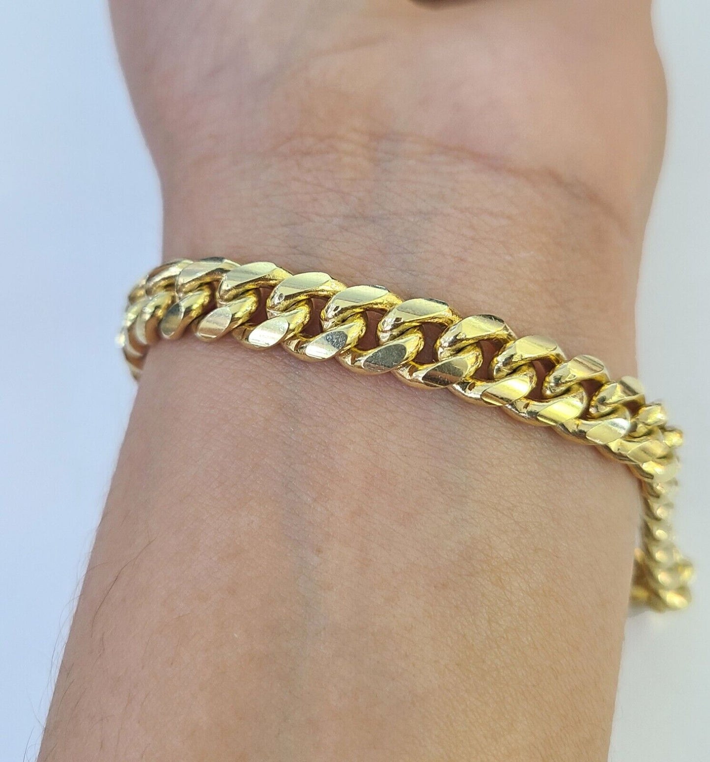 Real 10k Miami Cuban Link Bracelet Gold 8mm 8" Box Lock 10kt Yellow Gold