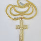 10K Franco Chain Jesus Cross Pendant Charm Necklace 20"-26" 5mm Gold SET Yellow