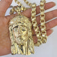 10k Gold Byzantine Necklace Jesus Head Charm 20-30 inches 9mm REAL SET Chain