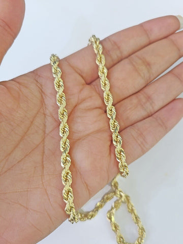 10K Real Solid Yellow Gold Rope Chain Necklace 5mm Length 18" 20" 22" 24" 26"