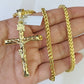 10K Gold Franco Chain INRI Cross Charm Length 18-26 inches 3mm REAL Yellow