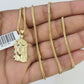 10K Solid Franco Chain Jesus Head Pendant Charm Necklace 18"-24" 1mm Gold