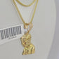 10K Gold Franco Chain Jesus Head Charm SET 18-24 inches 1mm Necklace