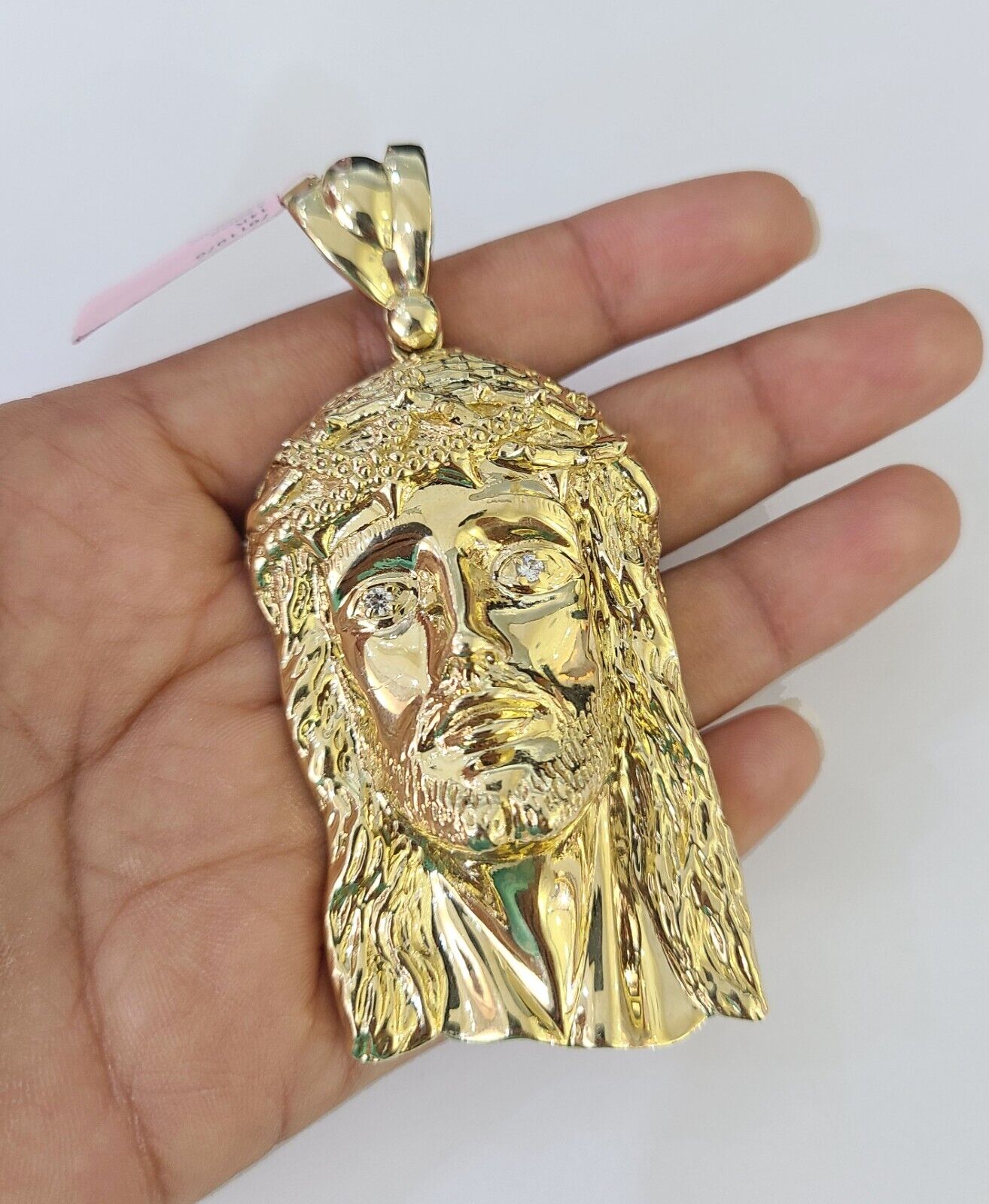 Real 14k Solid Rope Chain Jesus Head Charm Set 6mm 18"-30" Necklace Gold