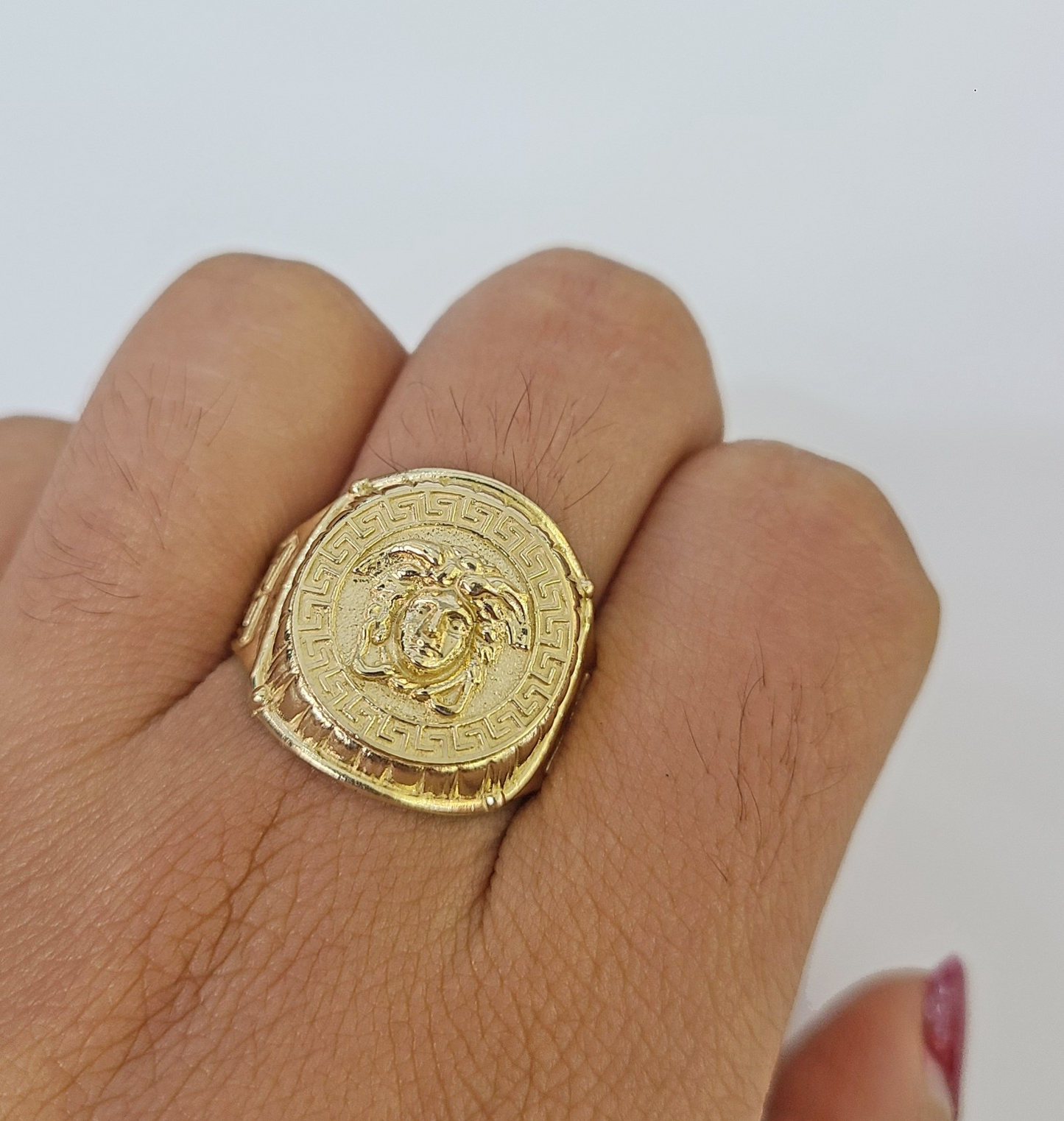 10k Medusa Head Ring Yellow Gold Men Real Genuine