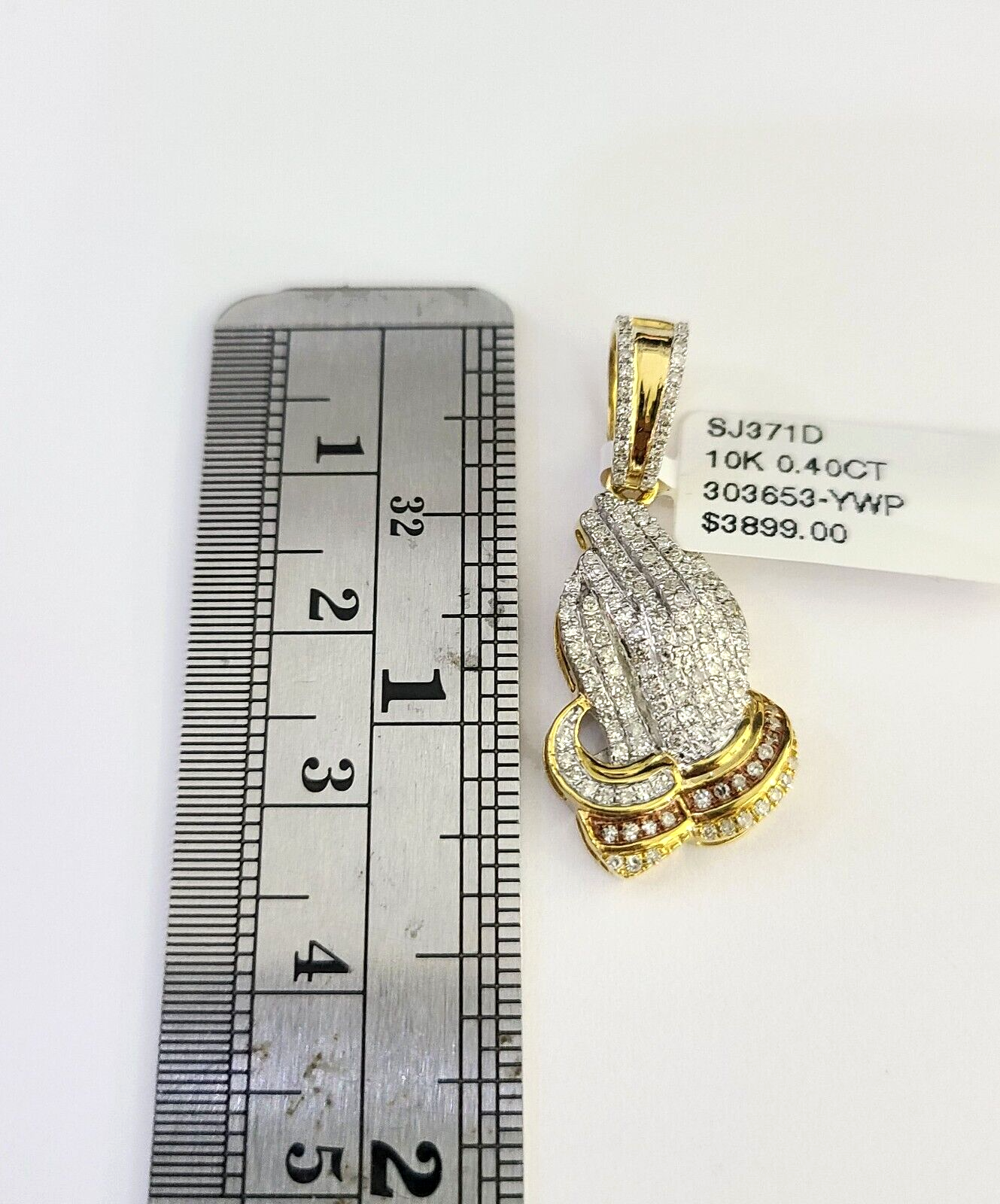 10k Miami Cuban Chain Diamond Praying Hands Charm Set 4mm 18"-28" Necklace Gold