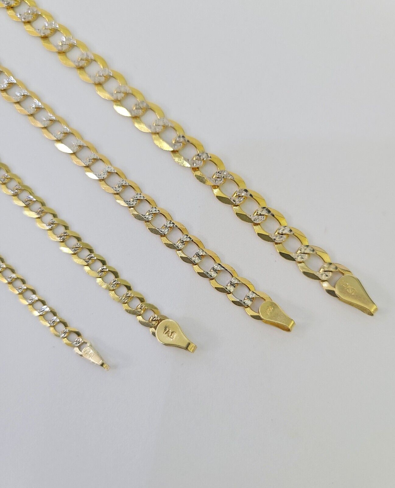 10k Gold Cuban Curb Necklace Chain 3mm-6mm 18-28 Inches 10kt Yellow Diamond Cuts