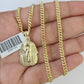 10K Gold Miami Cuban Chain Pharaoh 18"-28" 3mm REAL Pendant Necklace SET