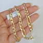 Solid 10k Yellow Gold Figaro Link Chain 5mm 24"  Men Women REAL Genuine