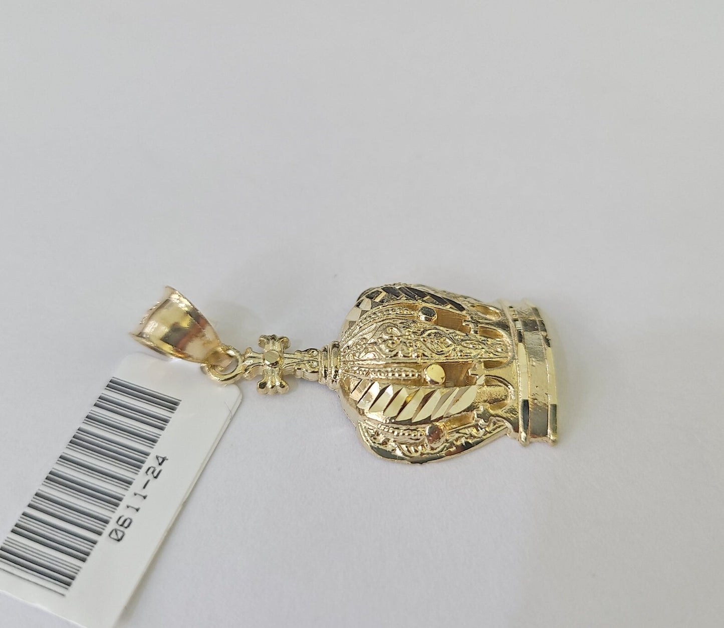 10K Imperial Crown Charm Pendant Real Yellow Gold 1.5" Inch 10kt (Resized 5mm)