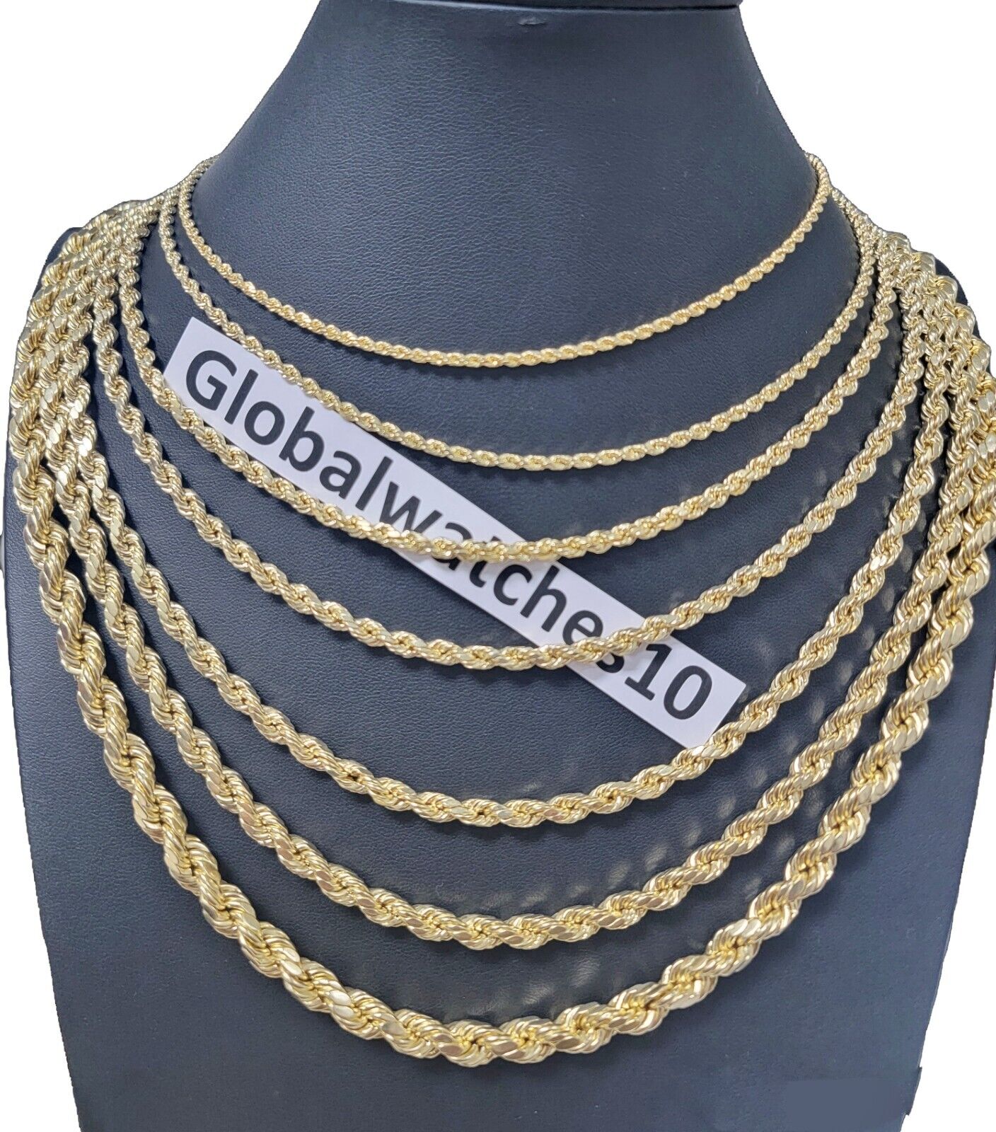 Real 10k Gold Rope Chain Necklace 18"-30" Inch 3mm-10mm Men & Women DISCOUNT