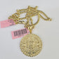 Real 14k Solid Chain Mayan Calendar Charm Set Miami Cuban 3mm Necklace Pendant