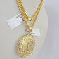 10K Gold Franco Chain Jesus Mary Charm Pendant 20-26 inches 2.5mm REAL Yellow