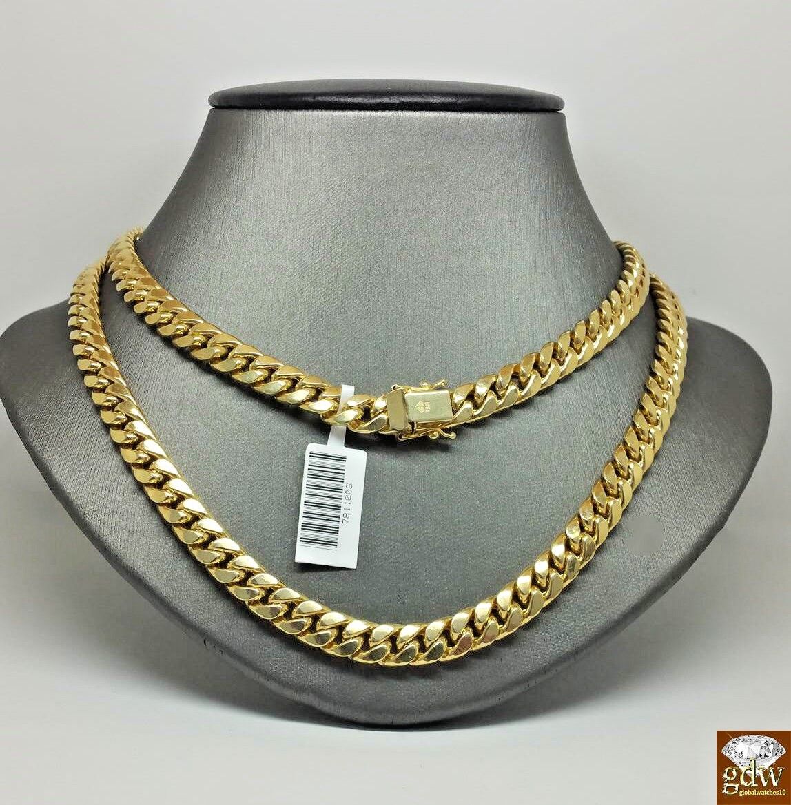 10k Gold Miami Cuban Necklace Bracelet set 8MM 22"-30" Bracelet 7.5"- 9"