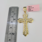 14k Miami Cuban Chain Jesus Cross Charm Pendant 3mm 18"24" inch SET Necklace