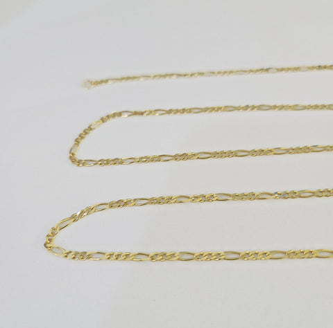 14k Solid Figaro Chain Necklace Yellow Gold 1mm Female 20" Real