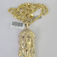 10k Solid Rope Chain Jesus Head Charm Set 4mm 20"-28" Necklace Gold Yellow