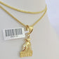 10K Franco Chain Everybody Eats Pendant Charm Necklace 16"-24" 2mm Gold SET