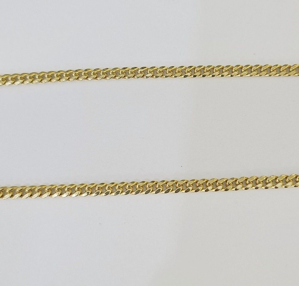 Real 10k Yellow Gold Chain Cross Charm Pendant Set Miami Cuban Link Necklace 4mm