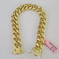 14K Miami Cuban Bracelet Yellow Gold Box Clasp 8" Inch 13mm Link Thick