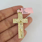 14k Miami Cuban Chain Nugget Cross Charm Pendant 3mm 18"24" inch SET Necklace