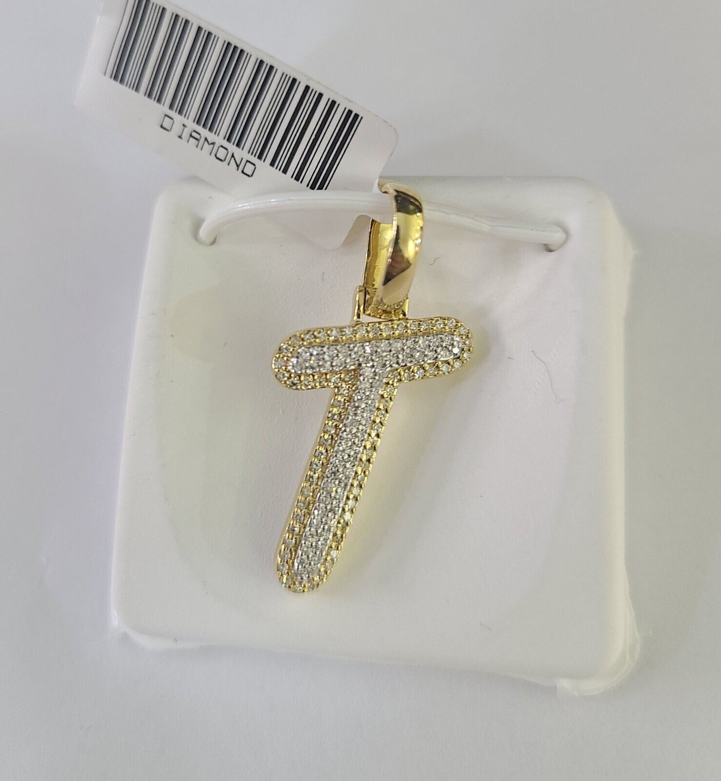 10k Miami Cuban Chain T Diamond Charm Set 4mm 18-26"Yellow Gold Necklace Pendant