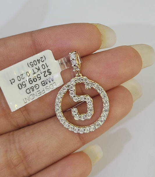 10k Diamond S Charm Pendant Initial Alphabet Letter Real Genuine Yellow Gold