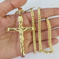 10K Franco Chain Jesus INRI Cross Pendant Charm Necklace 20"-28" 4mm Gold Yellow