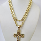 Real 10k Rope Chain Jesus Cross Charm Necklace Pendant Set 5mm 18"-28" Gold