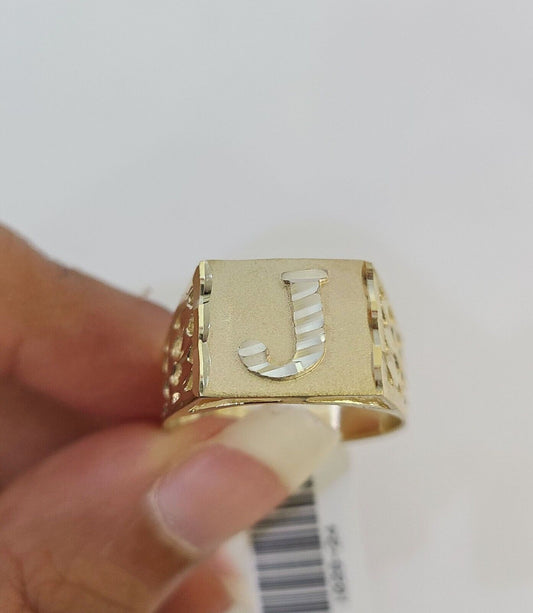 Real 10k Initial J Casual Ring Alphabet Yellow Gold 10kt Genuine