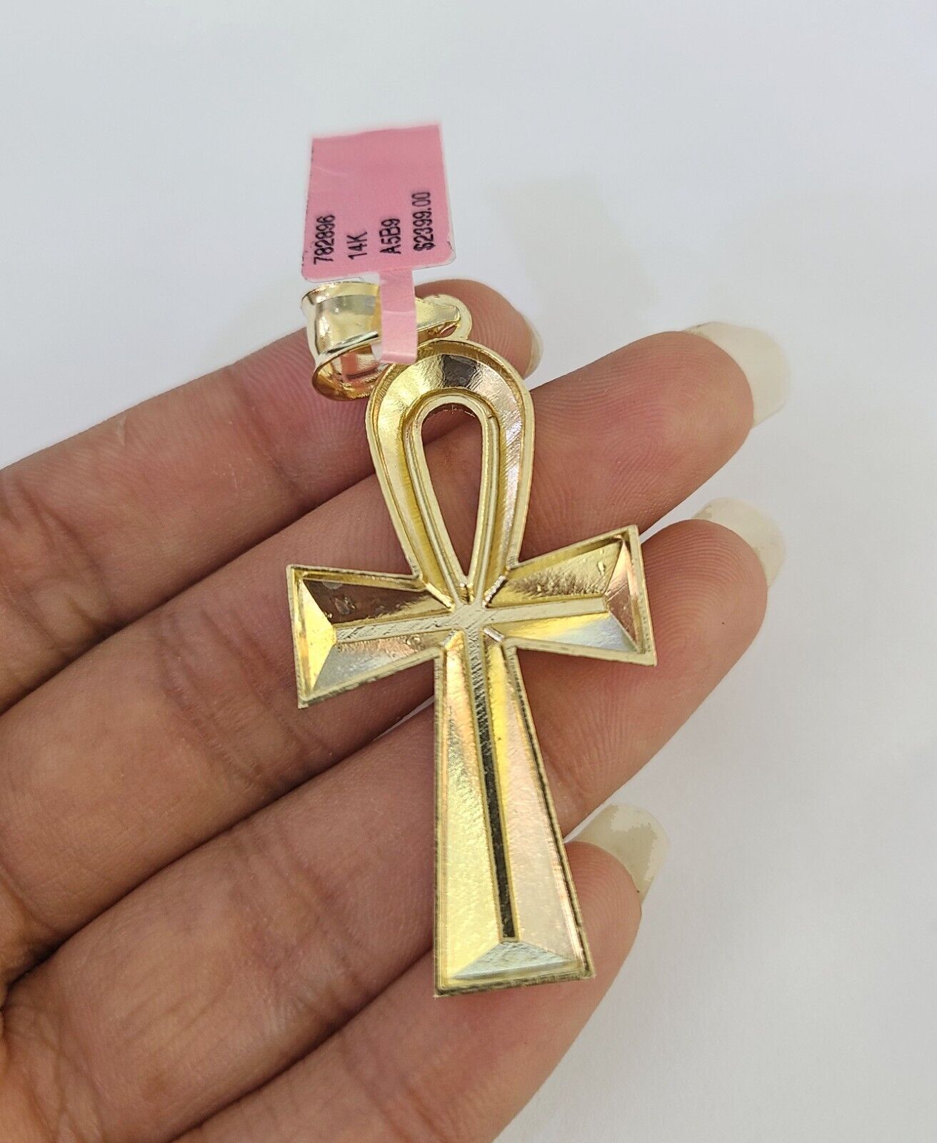 Real 14k Rope Chain Ankh Cross Charm Set 6mm 18"-28" Necklace Yellow Gold