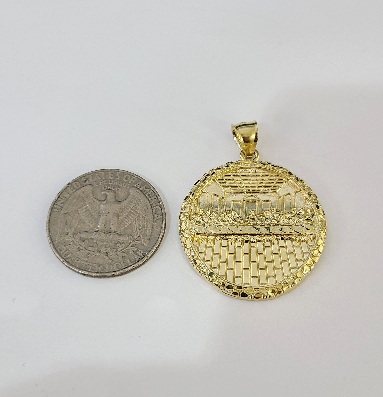Real 10k Aztec Calendar Charm Pendant Men Women 10kt Yellow Gold