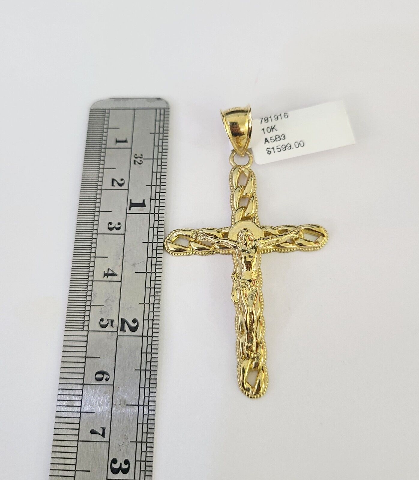 10K Franco Chain Jesus Cross Pendant Charm Necklace 20"-26" 3mm Gold Yellow SET