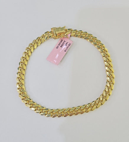Real 14k Yellow Gold Miami Cuban link Bracelet 6mm 7.5"-9" Inch Solid