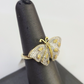 Real 10k Butterfly Diamond Ladies Ring Women Casual 10Kt Yellow Gold