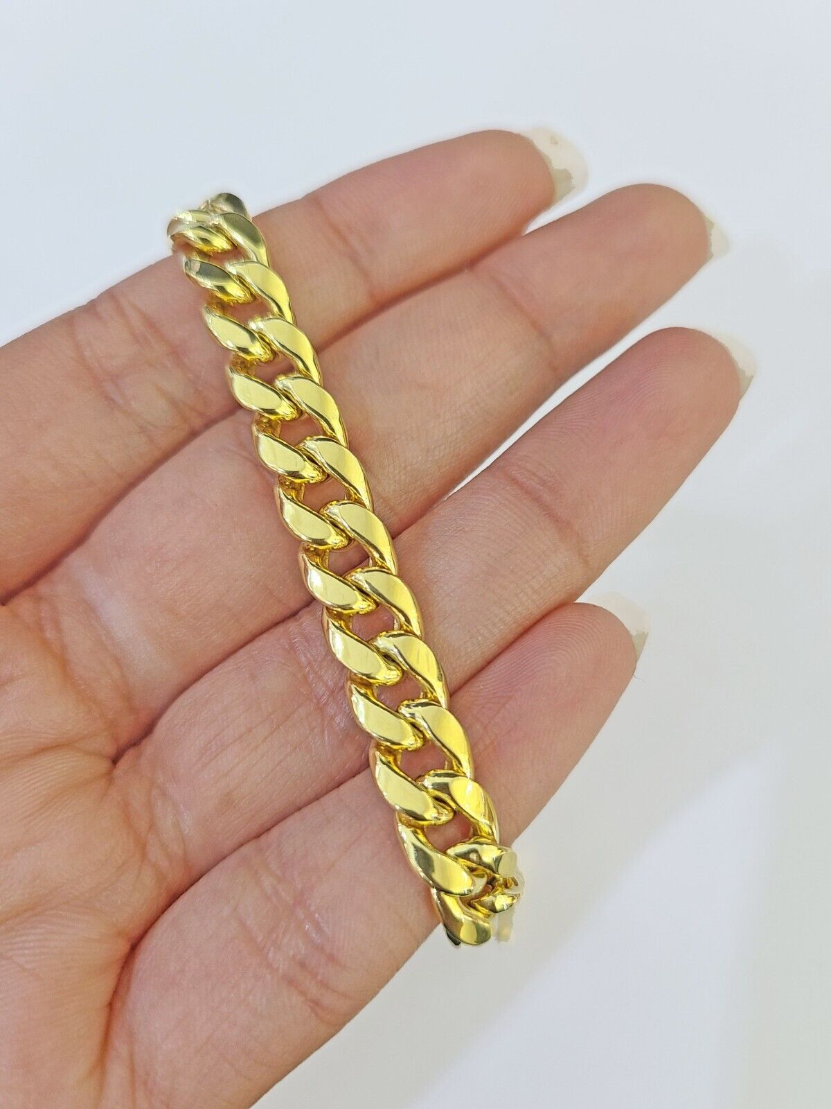 Real 10k Gold Miami Cuban link Bracelet 8mm 8" 9" REAL 10kt Yellow Gold