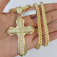 10K Franco Chain Jesus Cross Pendant Charm Necklace 20"-26" 5mm Gold SET Yellow