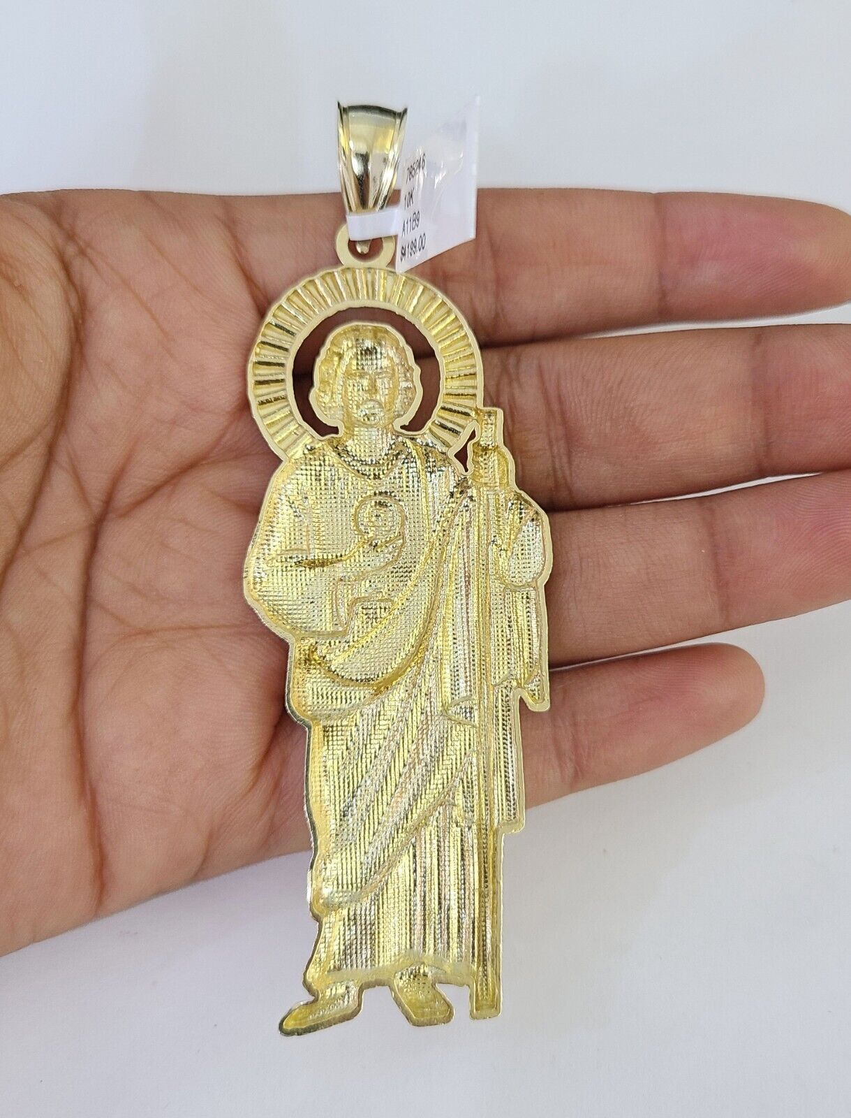 10K Franco Chain Saint Jude Pendant Charm Necklace 20"-26" 5mm Gold SET Yellow