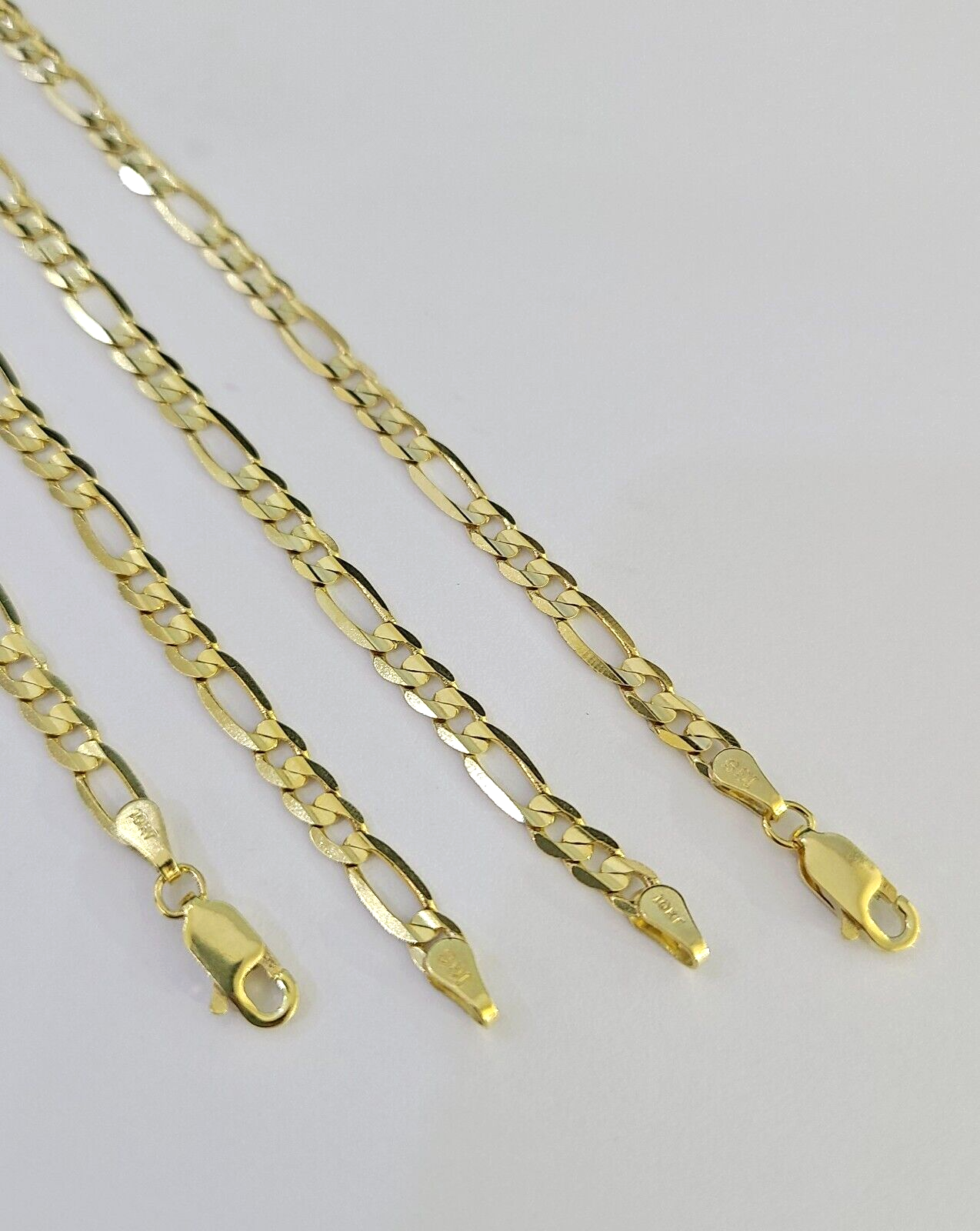 10K Solid Figaro Link Chain Necklace Yellow Gold 4mm 20" 22" 24" 10kt