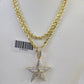 10k Solid Rope Chain 3mm Diamond Star Pendant Charm Necklace SET 18-26 in