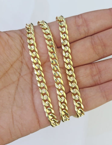 Real 14K Miami Cuban Link Chain Necklace Yellow Gold 24 inch 6mm Mens Hollow